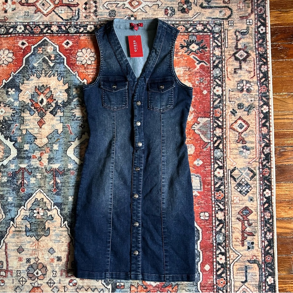 Guess Denim Button-Front Mini Dress – XS (New with Tags)